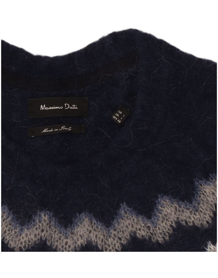Sweter damski Massimo Dutti z okrągłym dekoltem UK 16, duży, granatowy