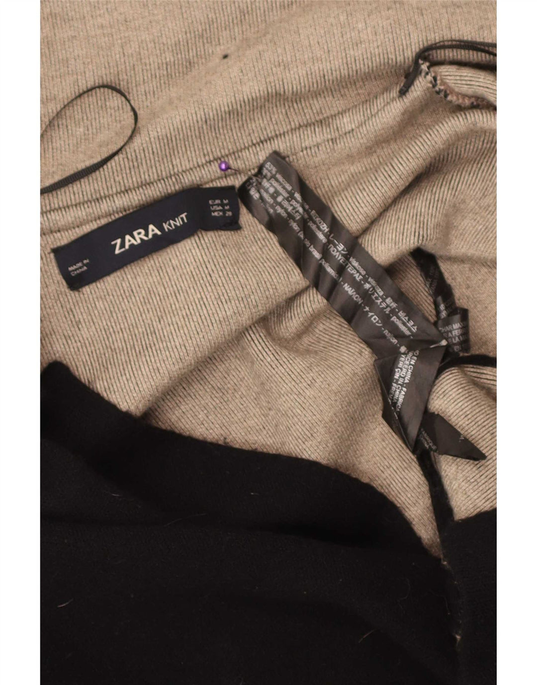 Damski sweter o przedłużonym fasonie Zara UK 14, średni czarny, blok kolorów