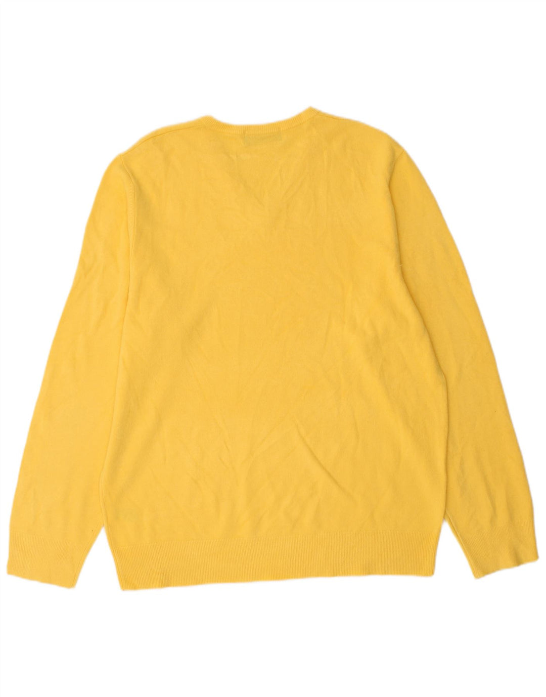 Męski sweter Marks & Spencer Blue Harbor z dekoltem w kształcie litery V, duży, żółty