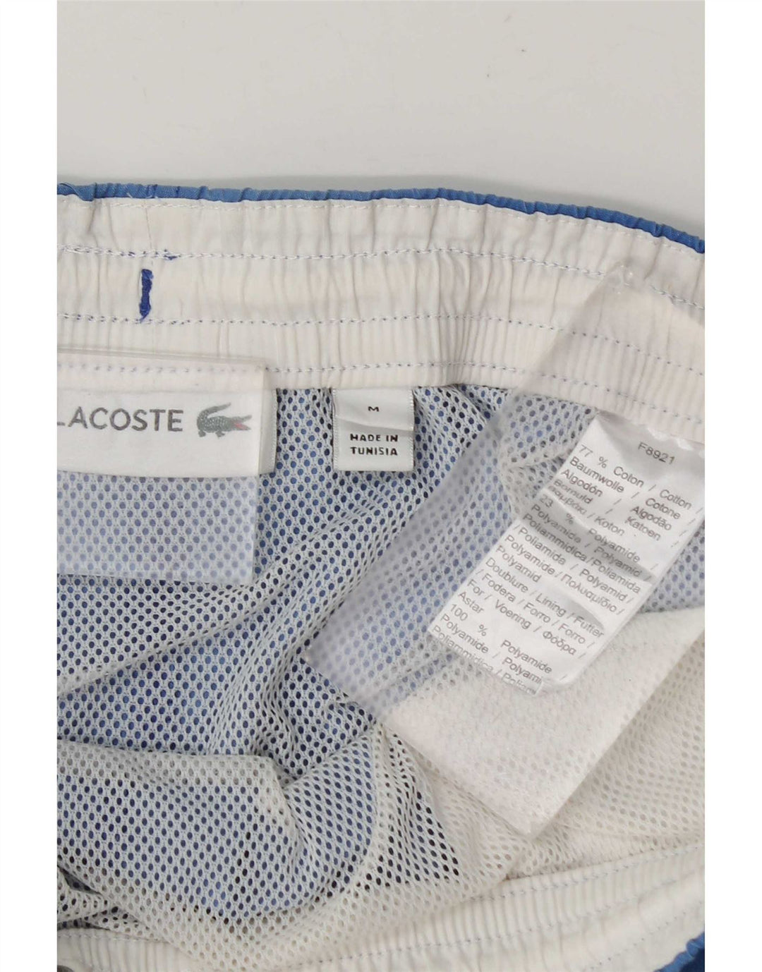 Męskie spodenki kąpielowe Lacoste, średnie niebieskie, bawełniane