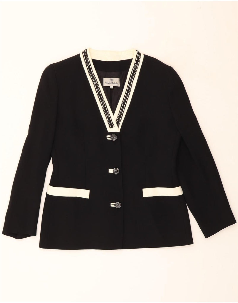 RENATO BALESTRA Womens 3 Button Blazer Jacket IT 46 Large Black Acrylic Vintage Renato Balestra and Second-Hand Renato Balestra from Messina Hembry 