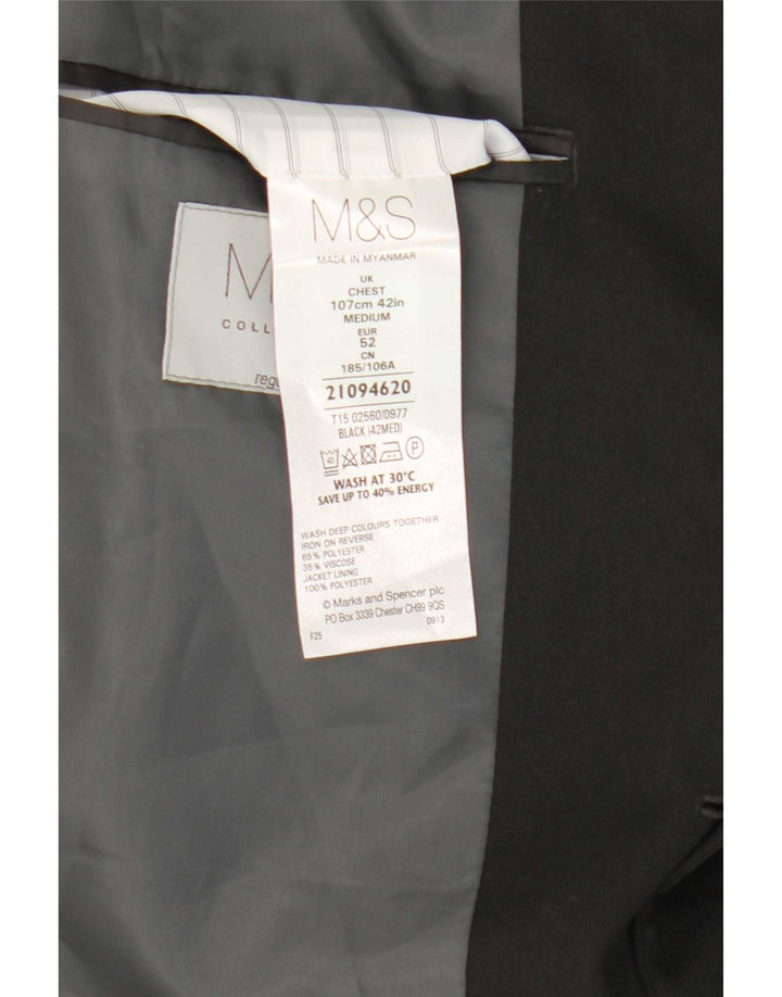 Marks & Spencer Męska marynarka zapinana na 2 guziki UK 42, duża, czarna, poliester