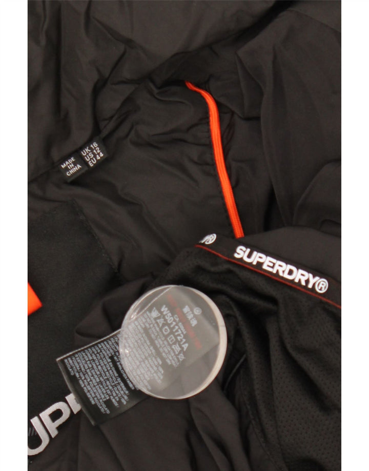 Damska wyściełana kurtka Superdry z kapturem, duża, czarna, UK 16