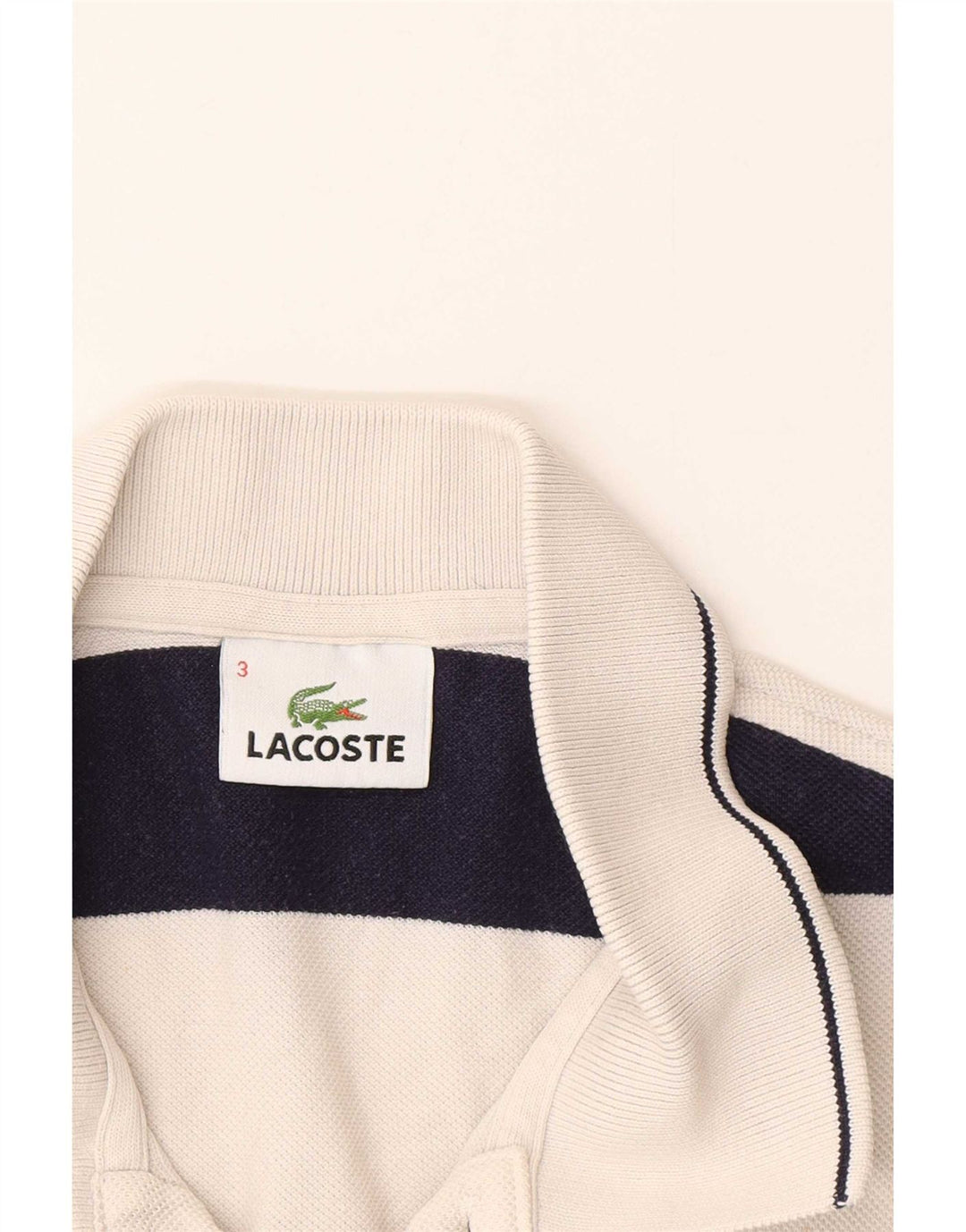 Męska koszulka polo Lacoste, rozmiar 3, małe, białe paski