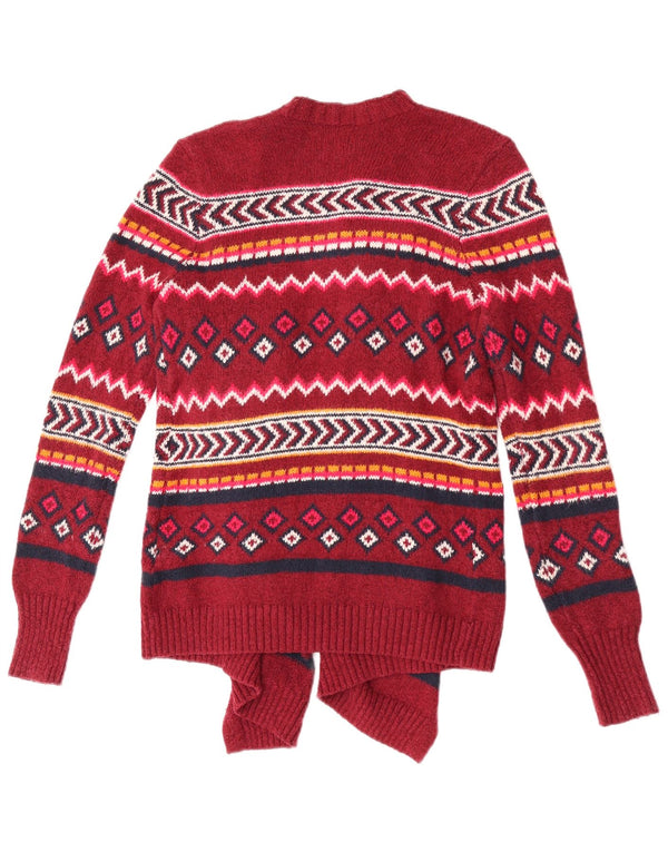 Sweter damski Hollister z otwartym kardiganem UK 10, mały, czerwony, geometryczny, bawełniany