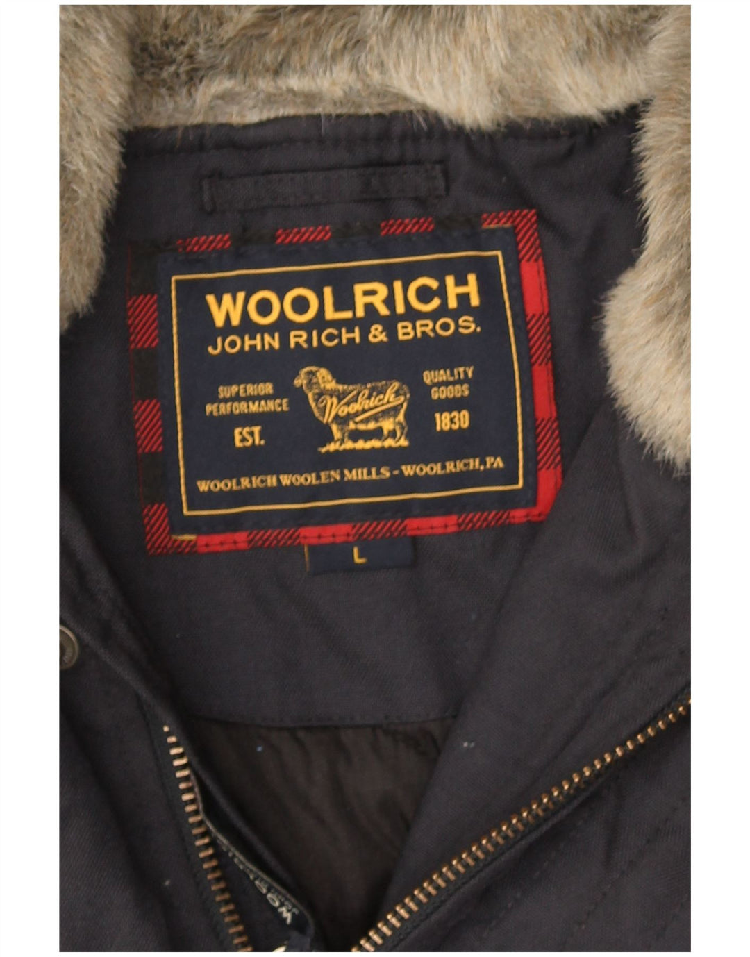 Męska kurtka bomberka z kapturem Woolrich UK 40, duża, granatowa