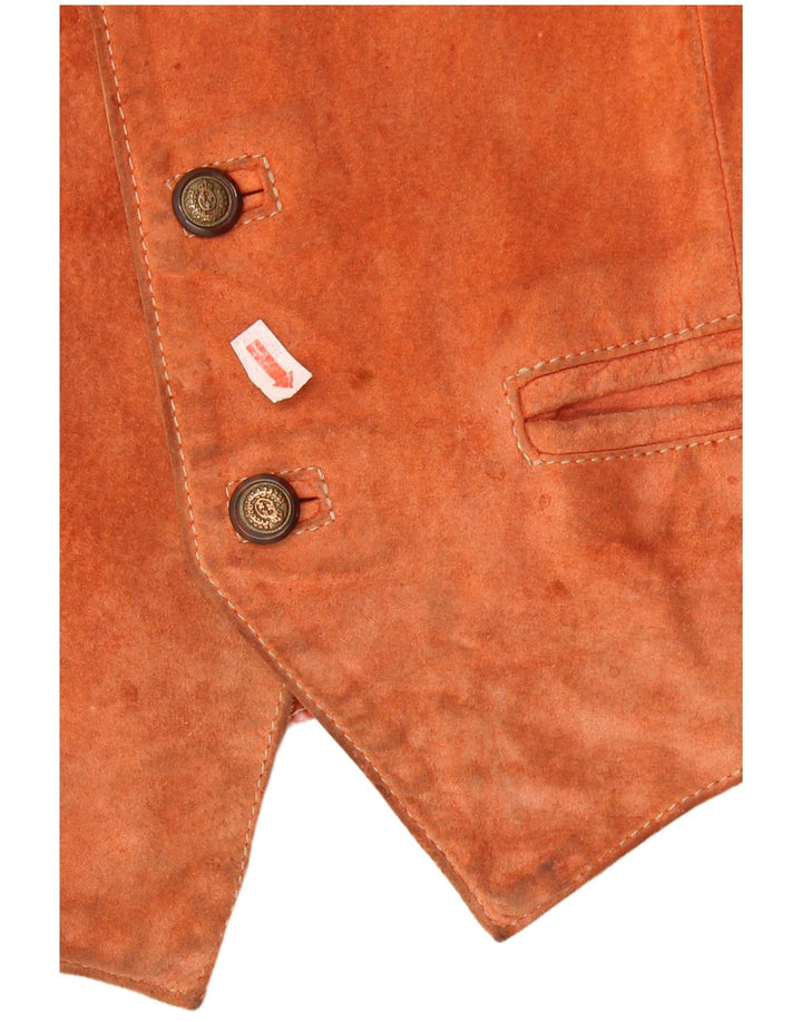 Zamszowa kamizelka męska w stylu vintage, mała brązowa skóra