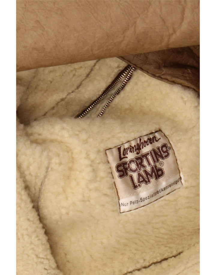LORINGHOVEN Męski płaszcz z owczej skóry UK 36 Small Beżowa skóra jagnięca