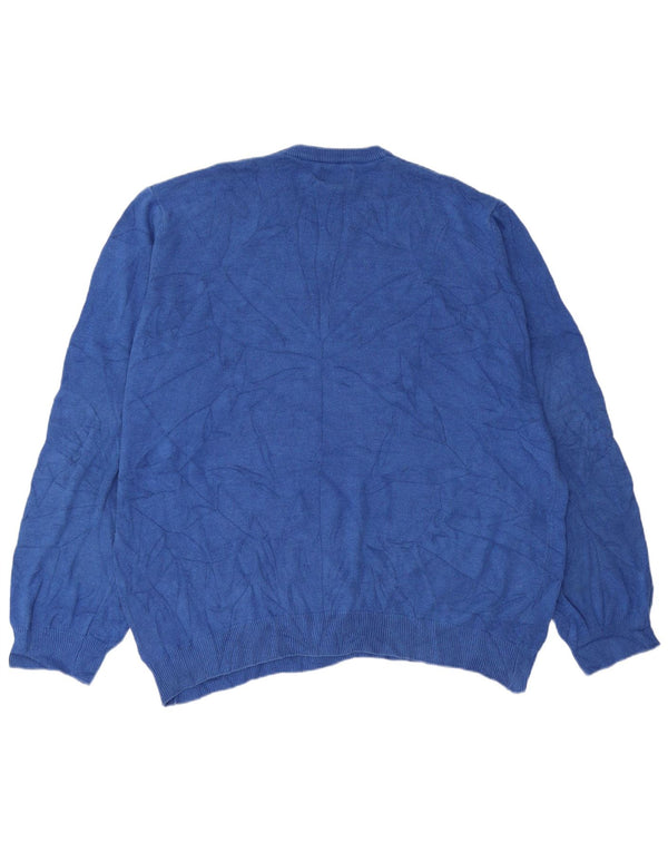 Marks & Spencer Męski sweter z dekoltem w kształcie litery V, 2XL, niebieski, bawełniany