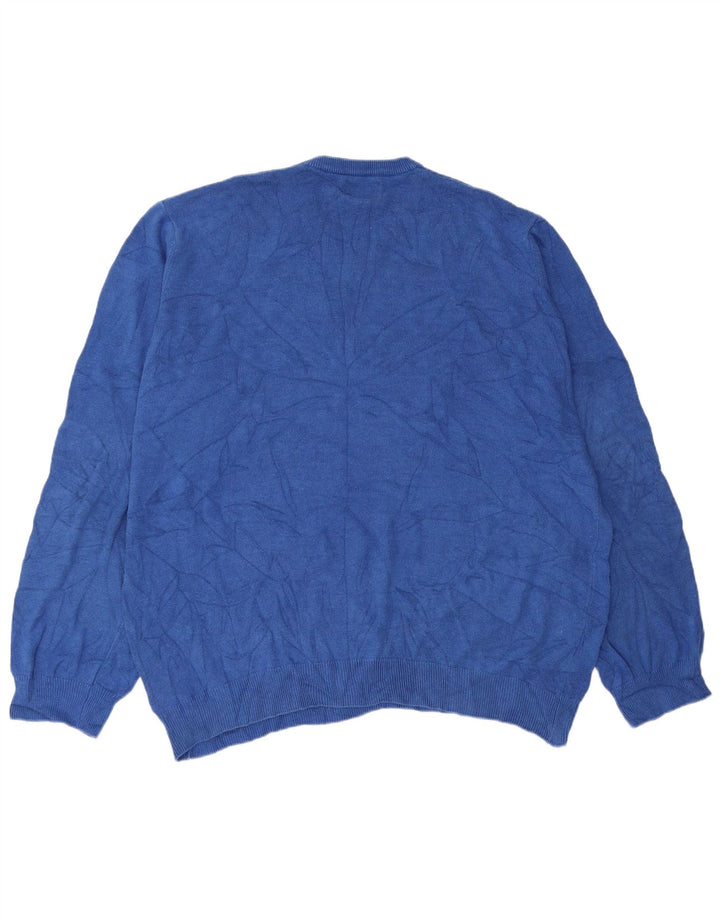 Marks & Spencer Męski sweter z dekoltem w kształcie litery V, 2XL, niebieski, bawełniany