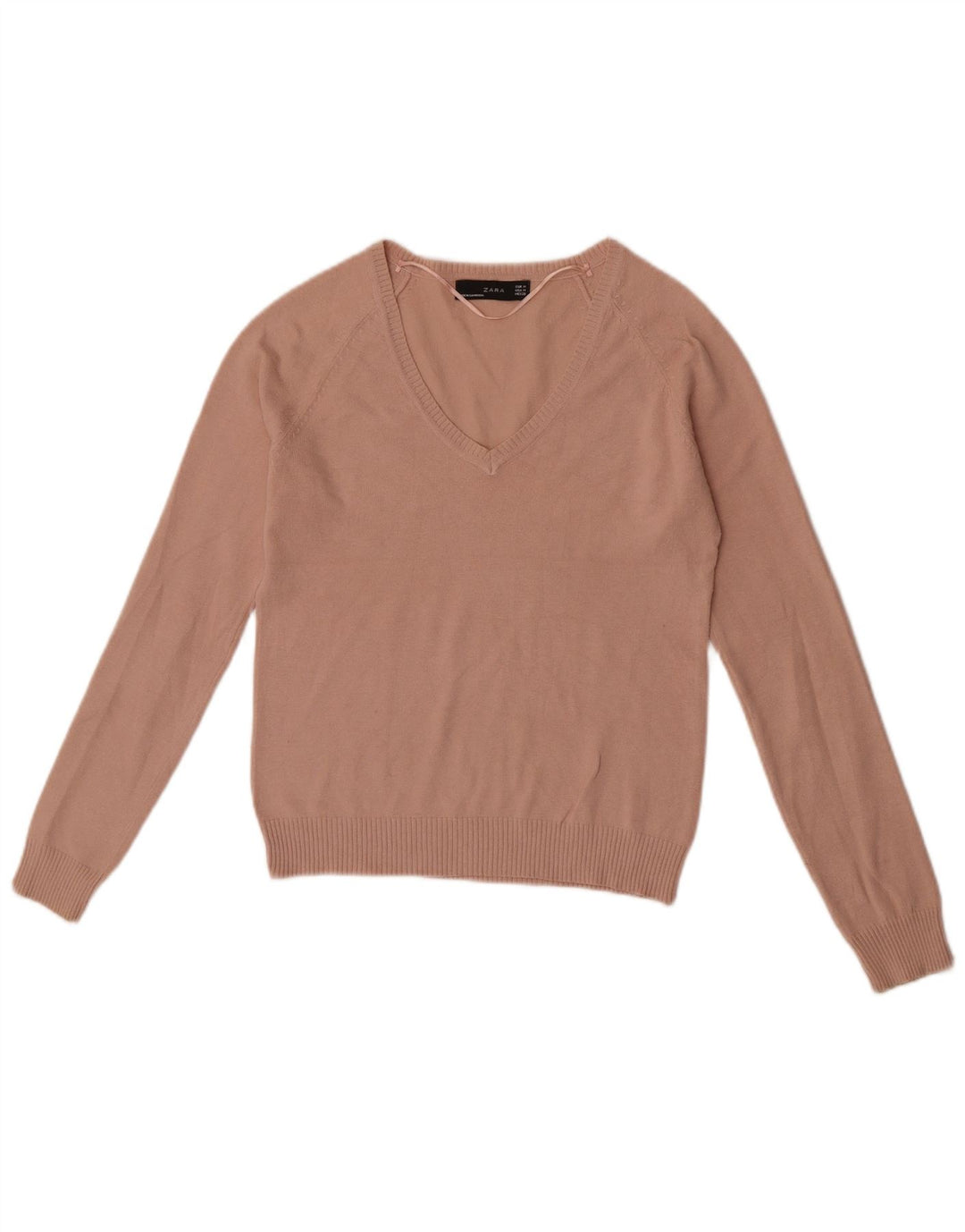Damski sweter Zara z dekoltem w kształcie litery V, UK 12, średni róż
