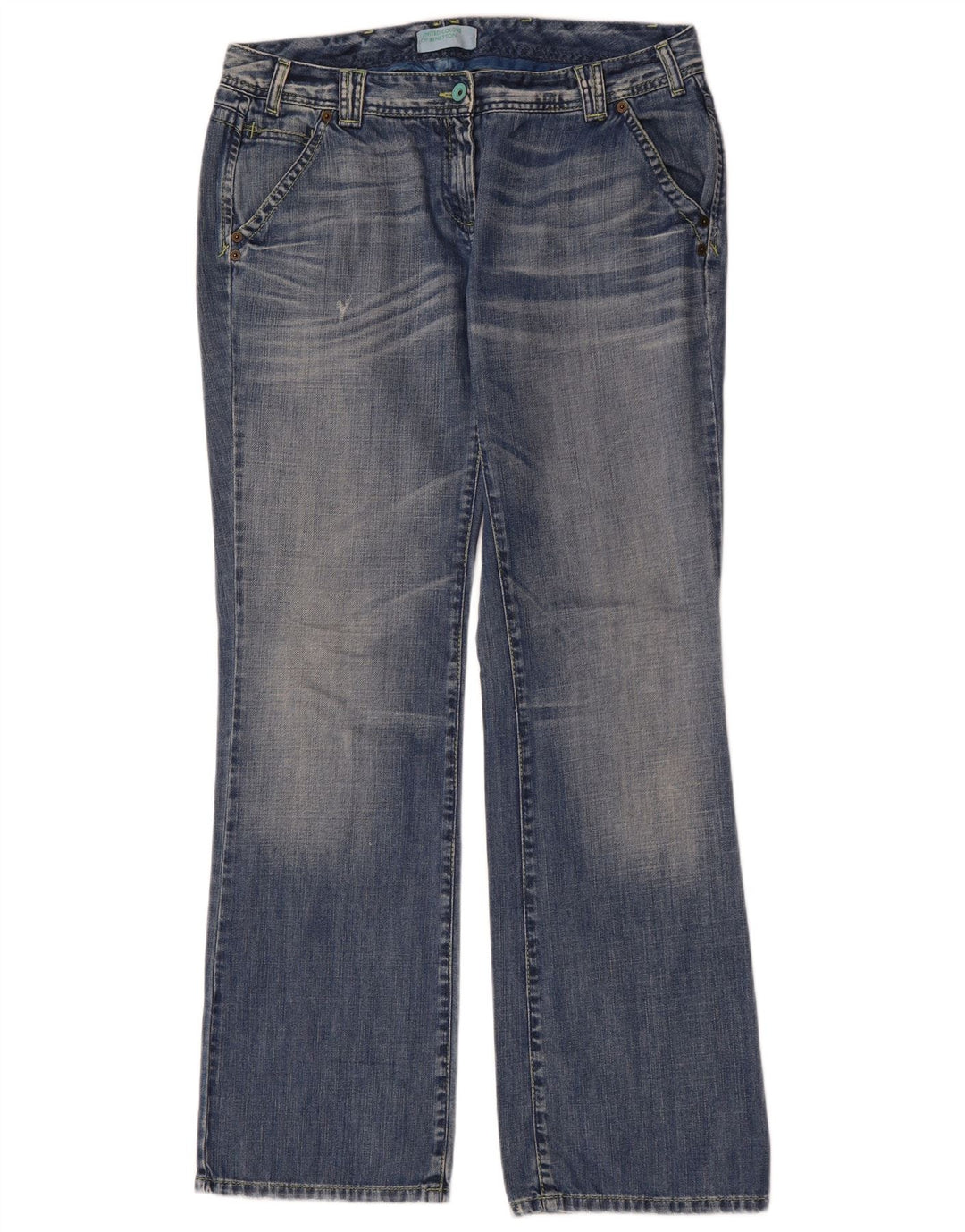 Damskie jeansy BENETTON Bootcut IT 48 XL W34 L33 Niebieskie, bawełniane