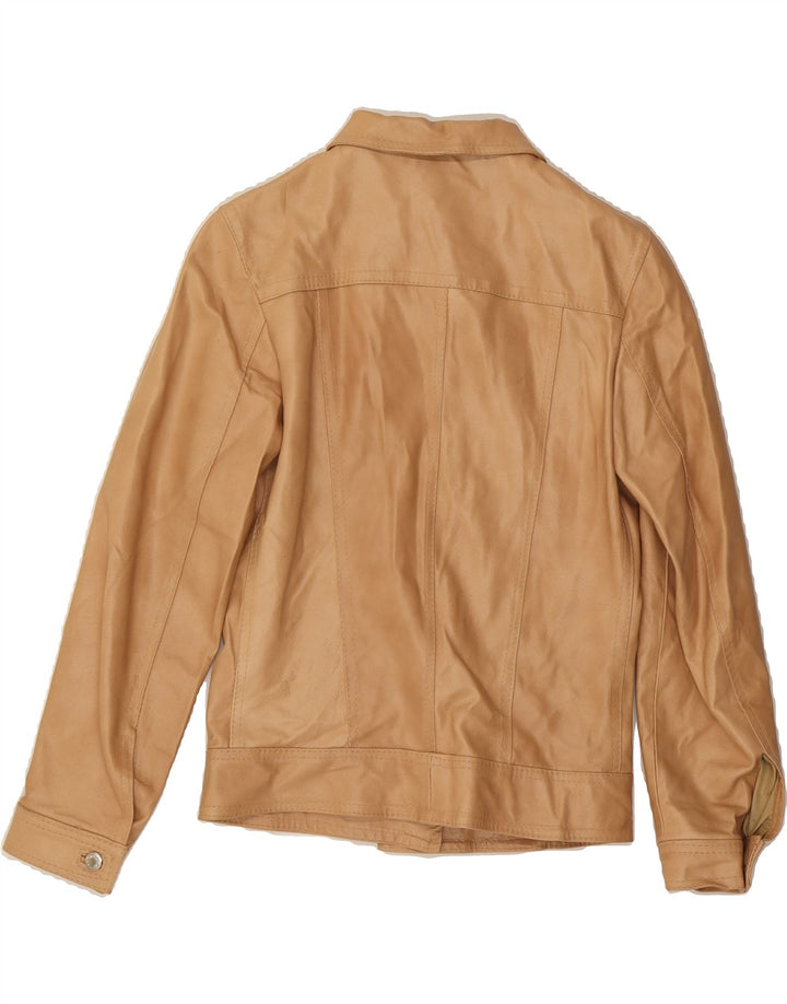 PLEASE Womens Leather Jacket UK 16 Large Beige Vintage Please and Second-Hand Please from Messina Hembry 