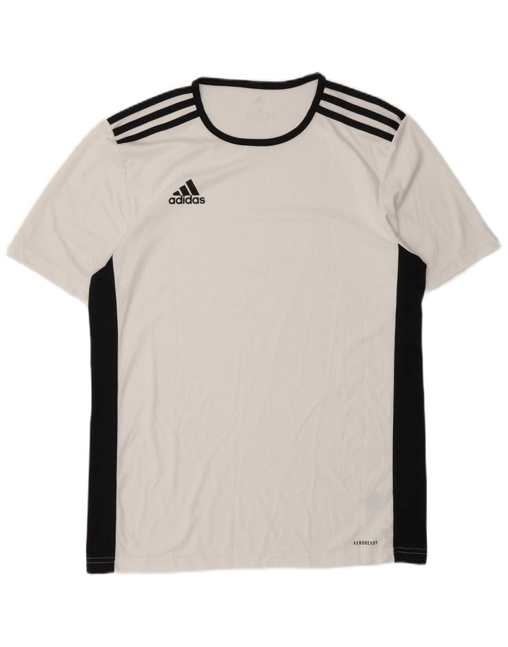 Męska koszulka Adidas Aeroready Top, średni biały poliester z blokami kolorów