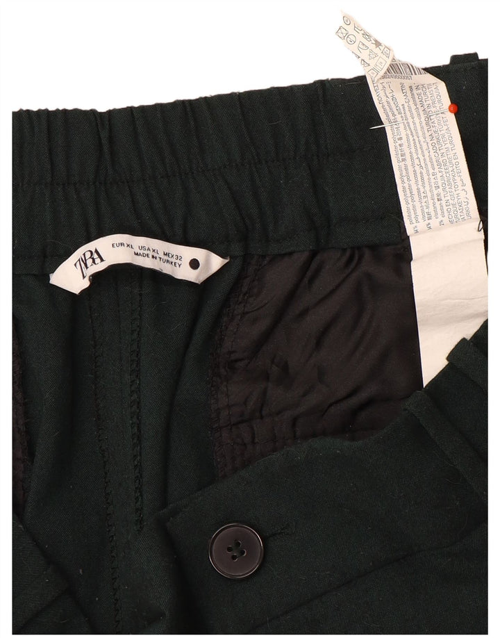 Damskie, przycięte spodnie Zara XL W36 L26 Zielony poliester