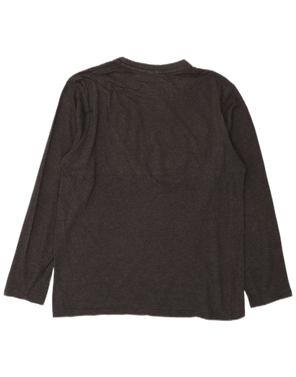 Męski top z grafiką Russell Athletic z długim rękawem, duży, szary, bawełniany