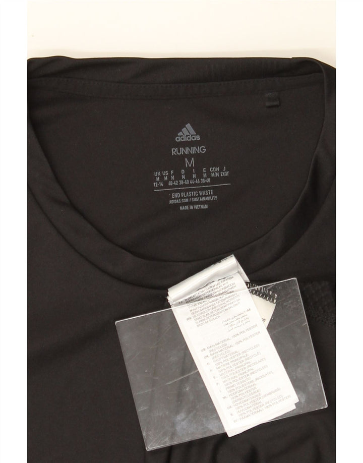 ADIDAS Womens Aeroready T-Shirt Top UK 12/14 Medium Black Polyester Vintage Adidas and Second-Hand Adidas from Messina Hembry 
