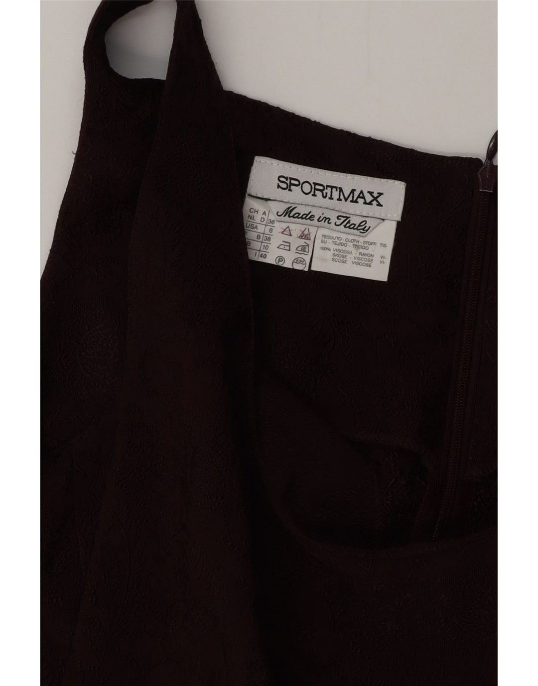 Damska obcisła sukienka bez rękawów SPORTMAX UK 10, mała, bordowa, w kwiaty