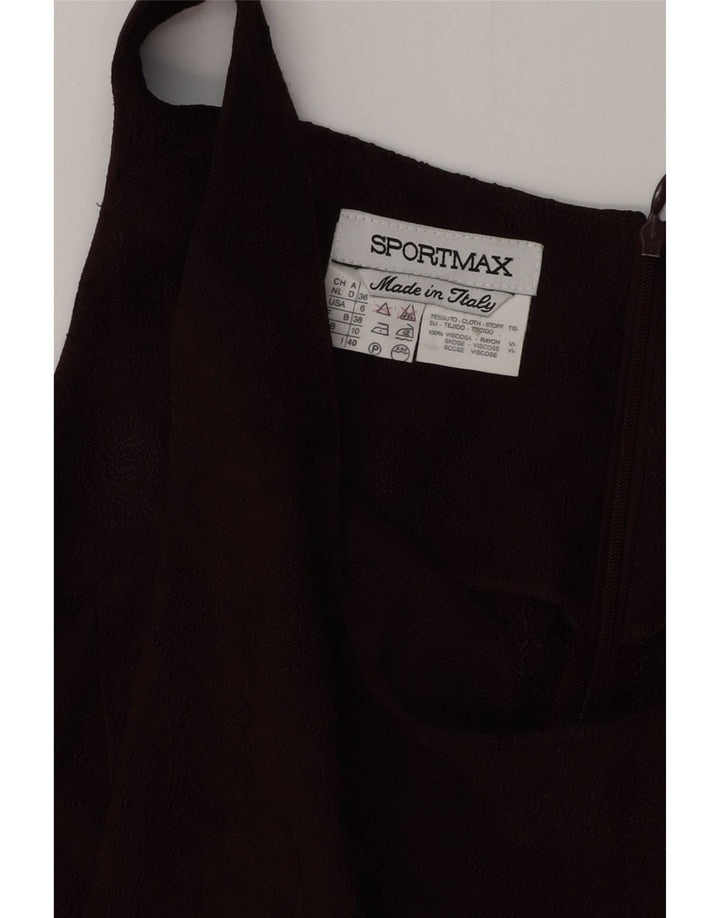 Damska obcisła sukienka bez rękawów SPORTMAX UK 10, mała, bordowa, w kwiaty