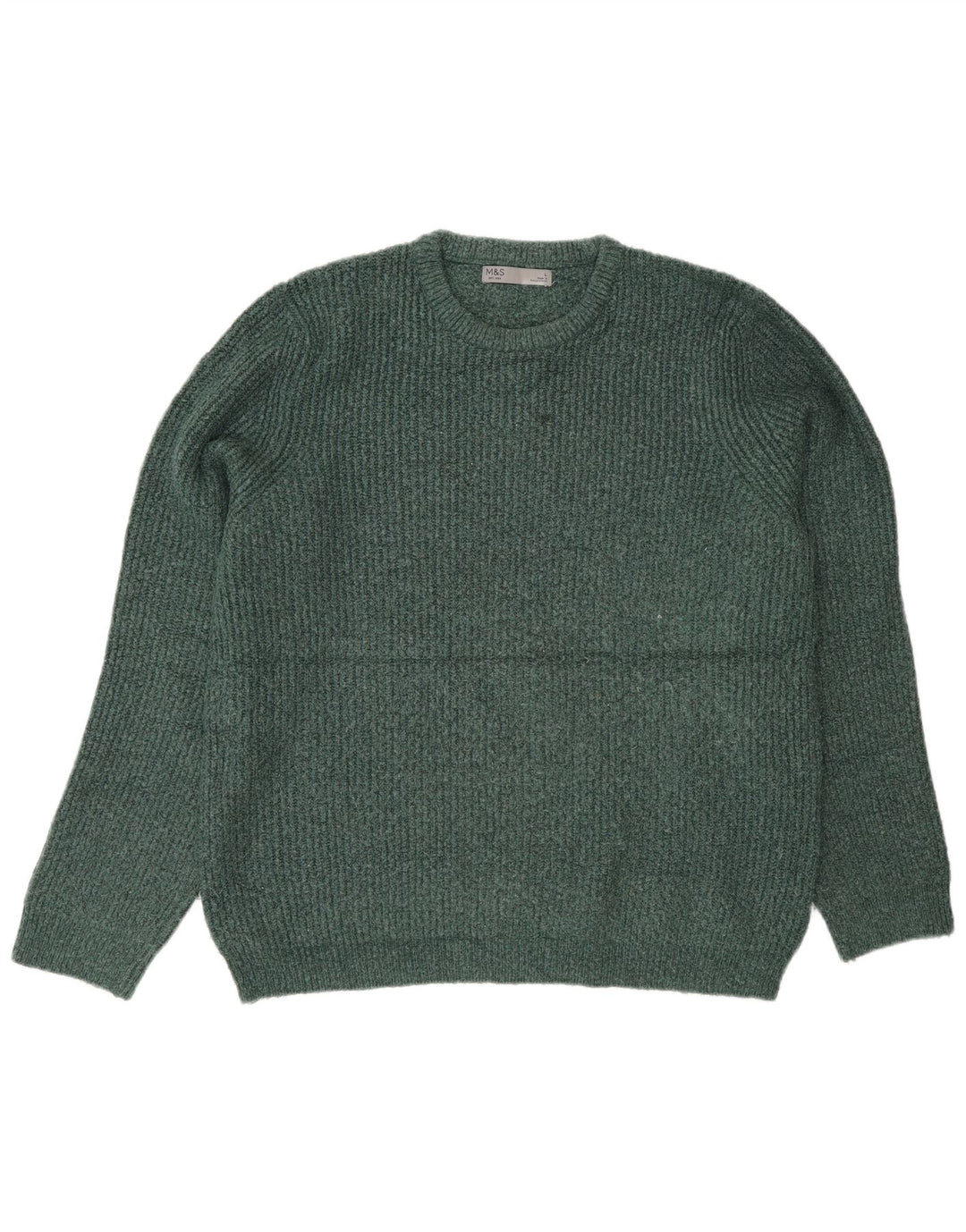Marks & Spencer Męski sweter z okrągłym dekoltem, duży, zielony, akrylowy