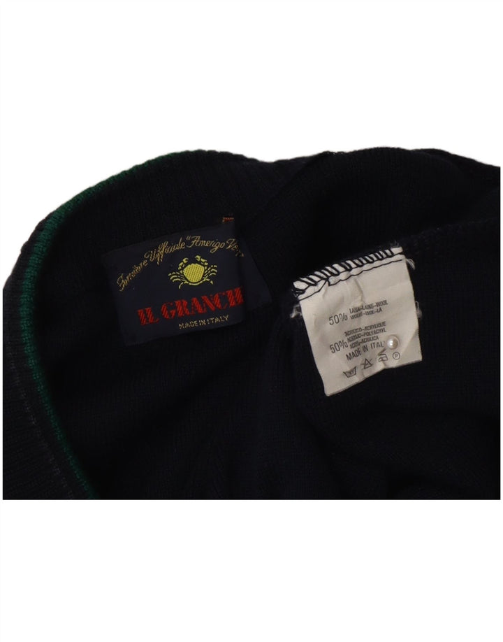 Il Granchio Męski sweter z dekoltem w kształcie litery V XL, granatowy, wełniany