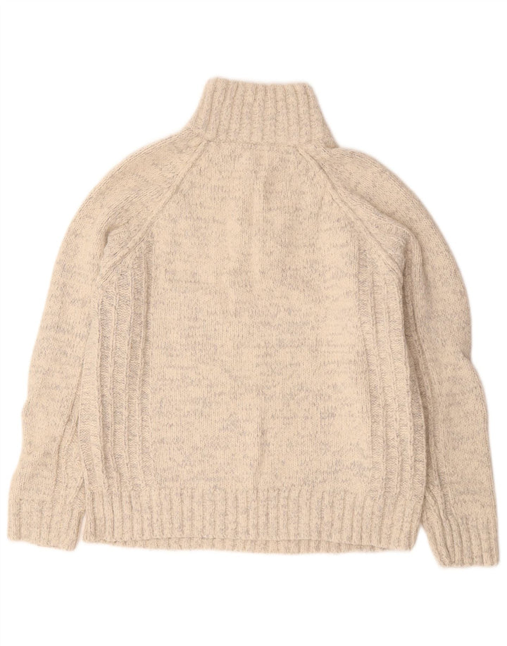 Męski sweter Marks & Spencer w kolorze niebieskim i zapinanym na zamek, w kolorze średniego beżu
