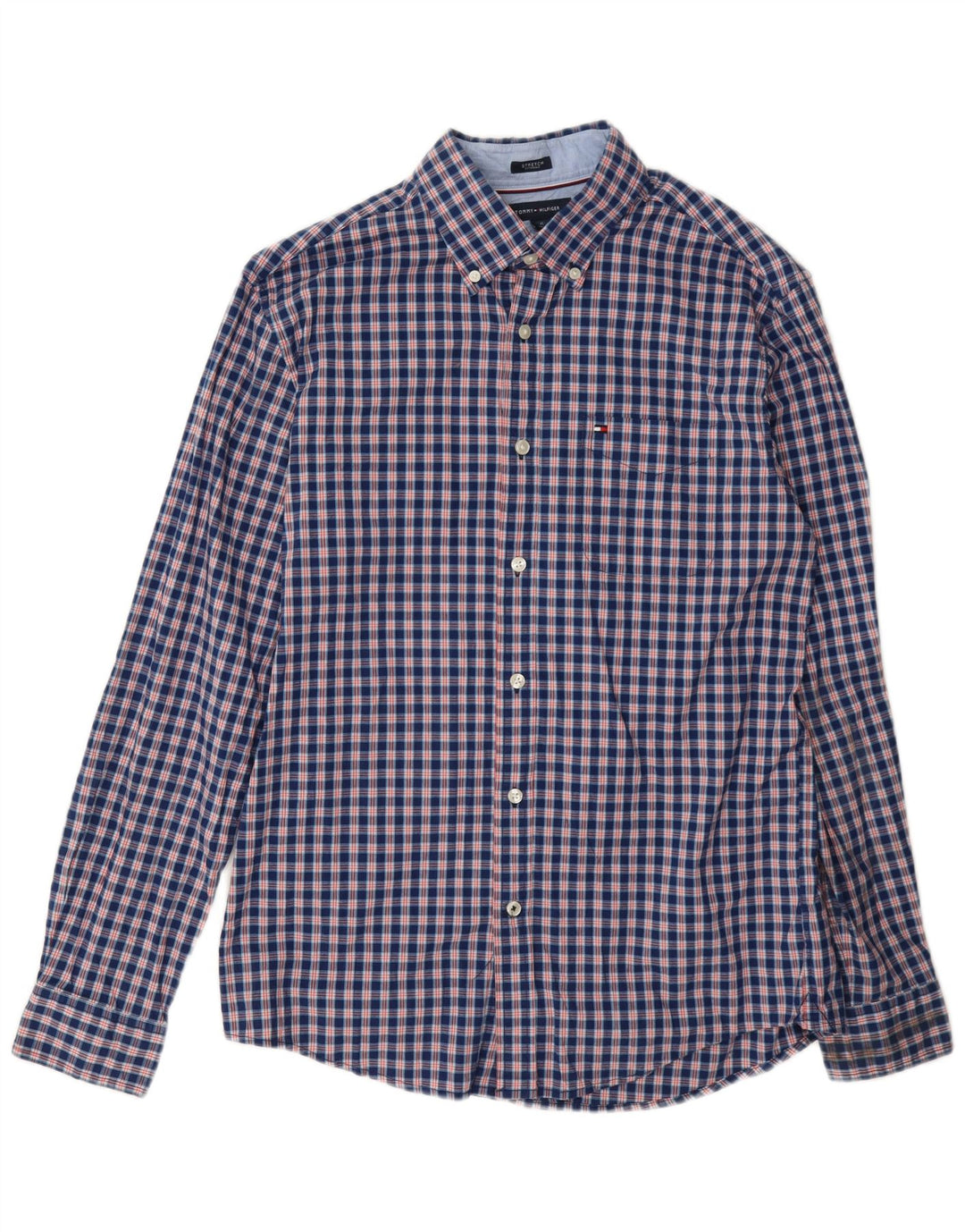 Koszula męska Tommy Hilfiger, bawełniana, w średnią granatową kratkę