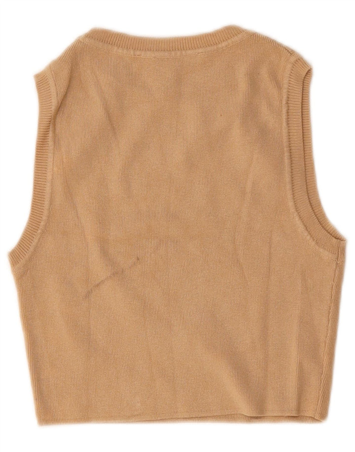 Damski krótki top Zara UK 12 w średnim beżowym kolorze wiskozy