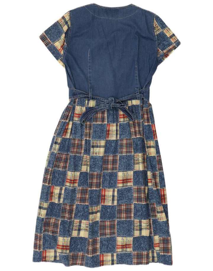 Damska sukienka jeansowa w stylu vintage UK 14, średni niebieski patchwork