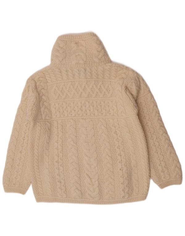 Damski sweter rozpinany na zamek Aran Crafts UK 16, duży w kolorze złamanej bieli