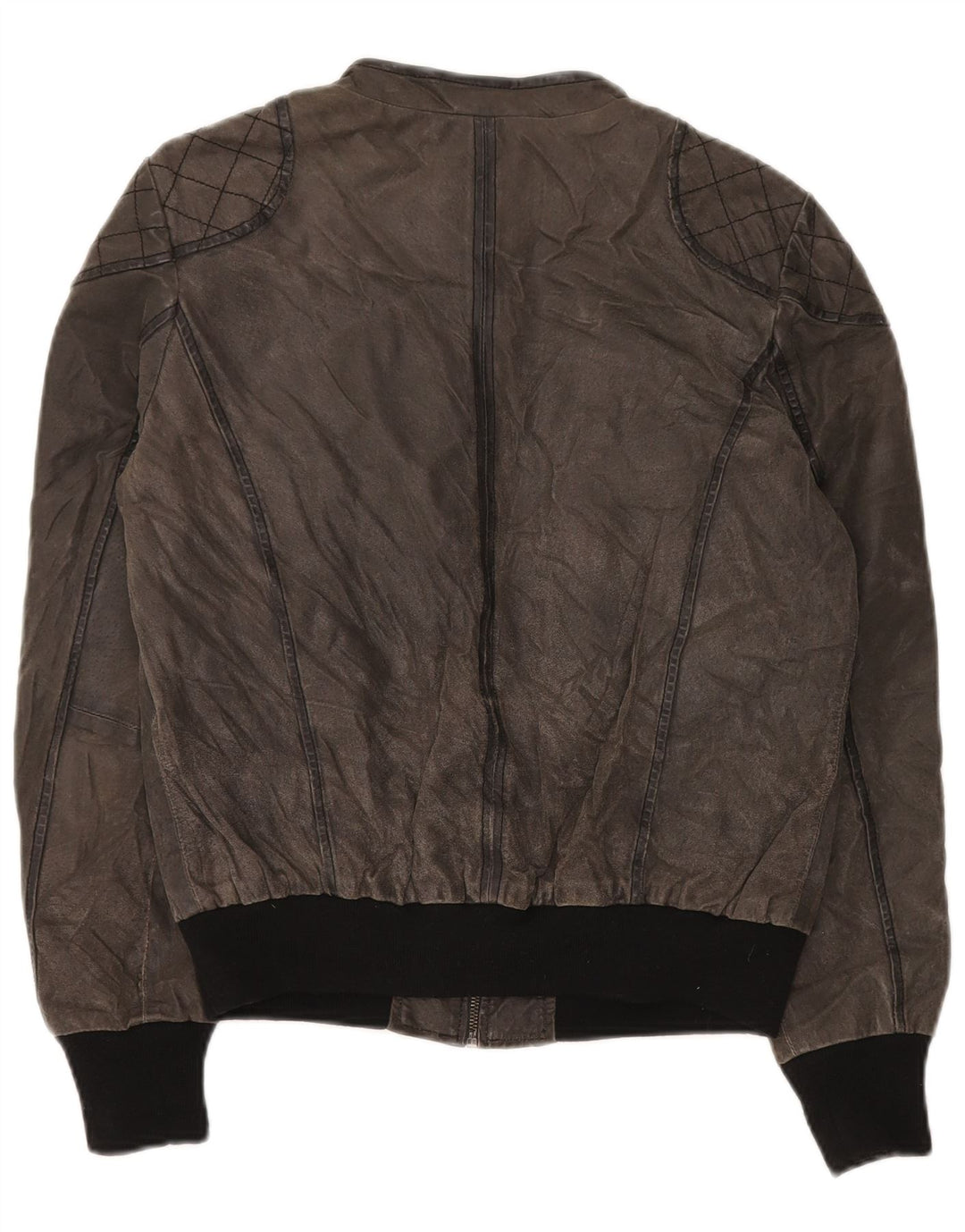 Męska zamszowa kurtka bomber MAZE UK 38, średnioszara, skórzana