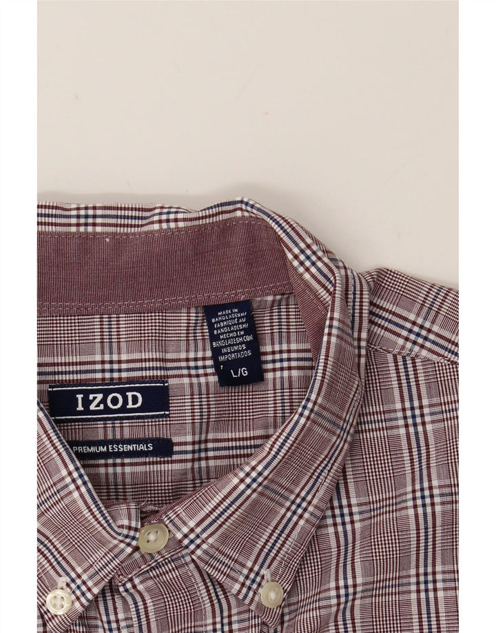 IZOD Mens Shirt Large Brown Check Cotton Vintage Izod and Second-Hand Izod from Messina Hembry 