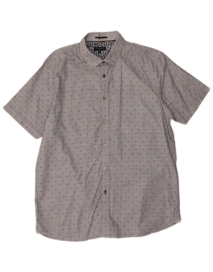 Koszula męska z krótkim rękawem Ted Baker, rozmiar 5 XL, szara, bawełniana w cętki