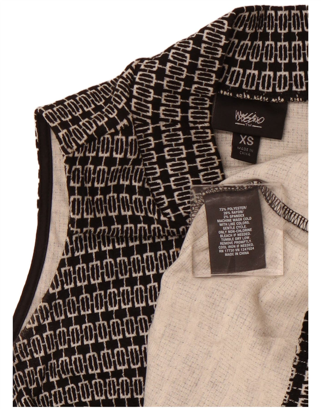 Damska sukienka o linii A bez rękawów MOSSIMO UK 6 XS Czarny geometryczny poliester