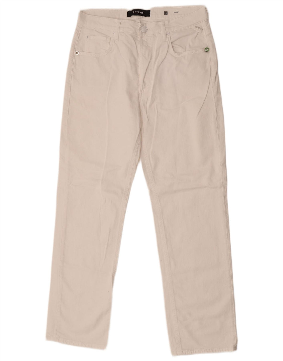 Damskie proste dżinsy Replay W28 L29 Biała bawełna