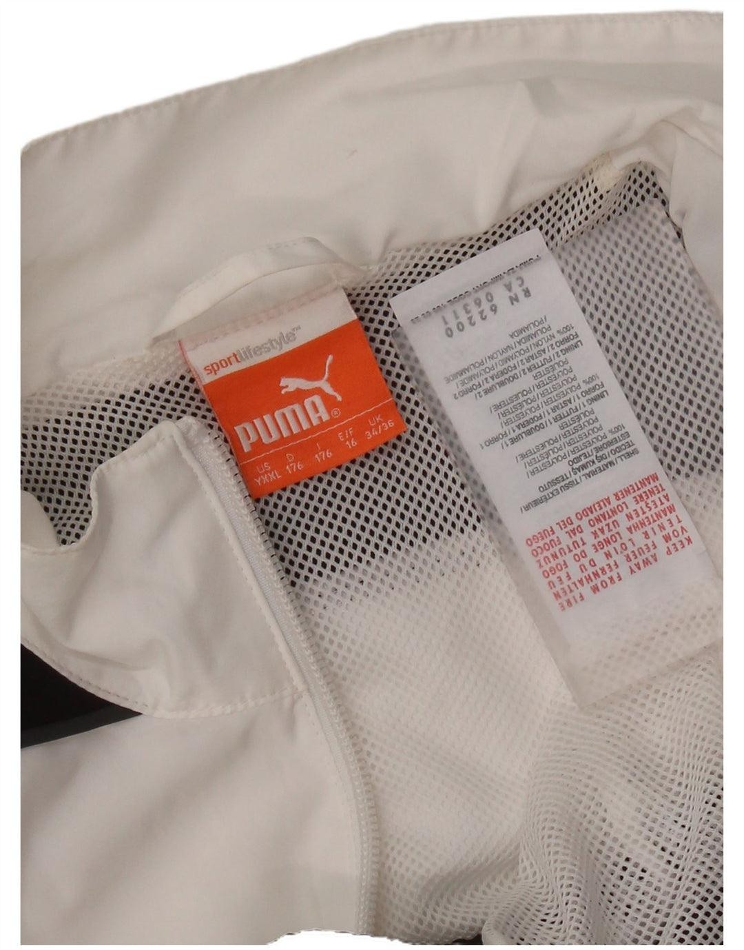 Chłopięca kurtka dresowa PUMA, 15-16 lat, biały poliester z blokami kolorów