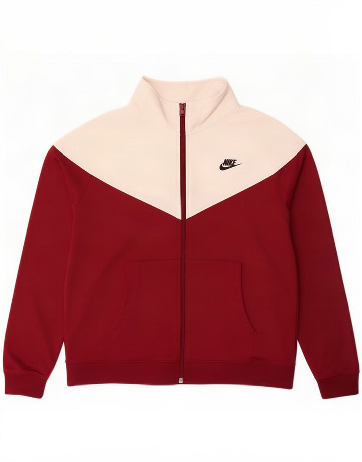 Męska bluza dresowa Nike, duża, bordowa, poliestrowa z blokami kolorów