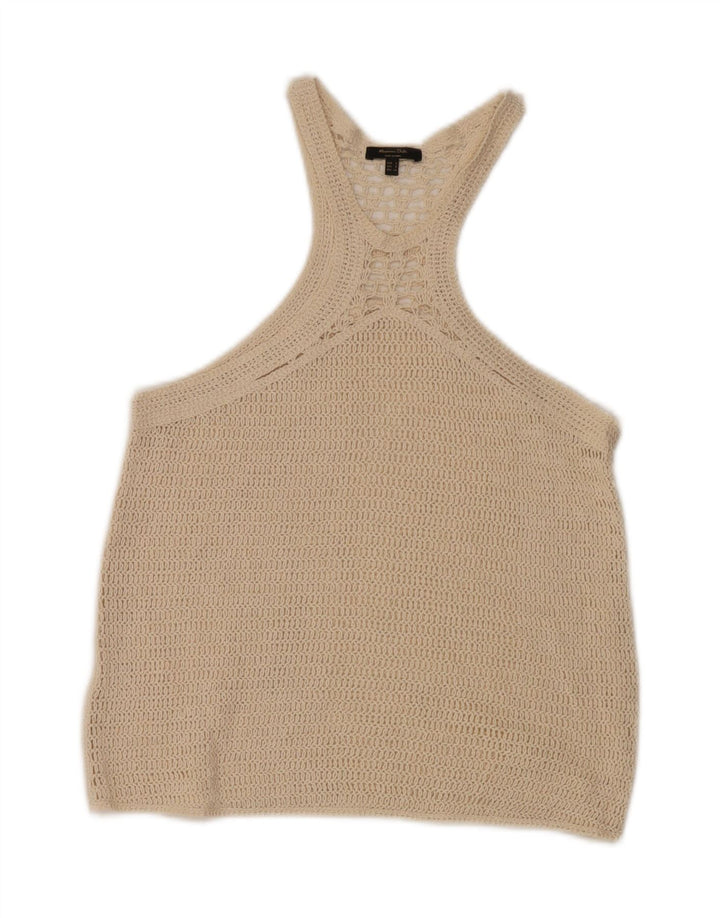 Damska kamizelka szydełkowa Massimo Dutti Top UK 10 Small Beige