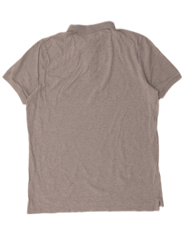 Massimo Dutti Mens Polo Shirt Large Grey Flecked Cotton