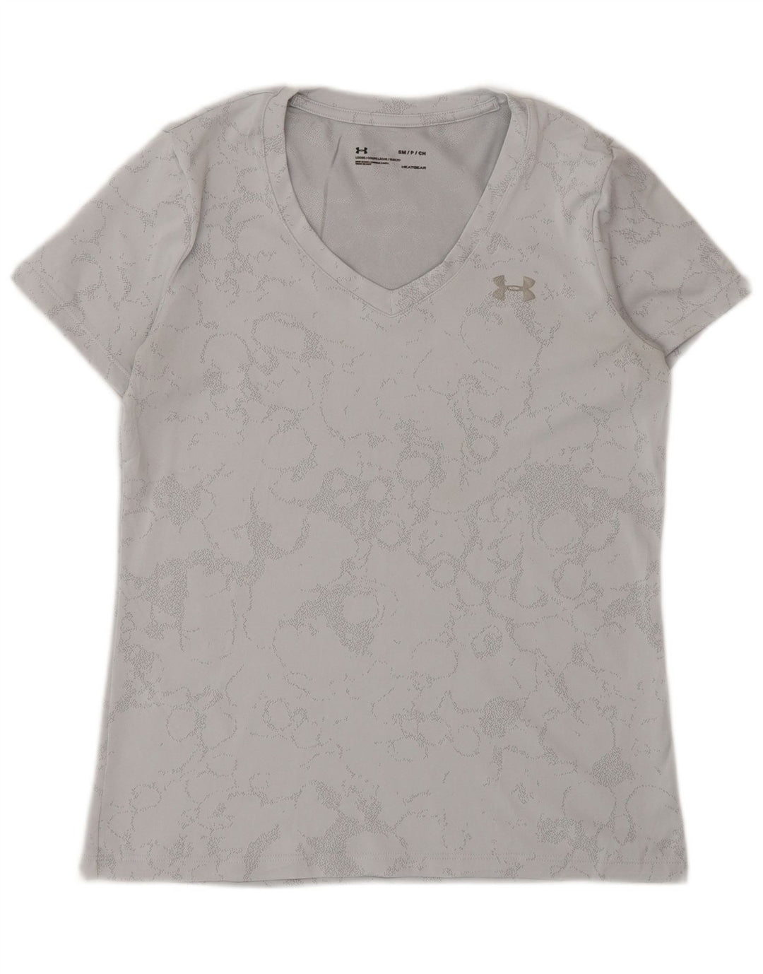 Damska koszulka Under Armour Heat Gear z abstrakcyjnym wzorem, UK 10, mała, szara