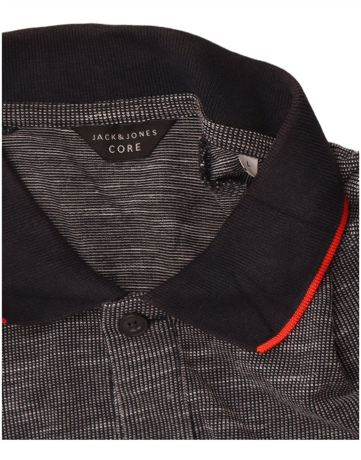 Męska koszulka polo Jack & Jones, duża, szara, bawełniana w plamki