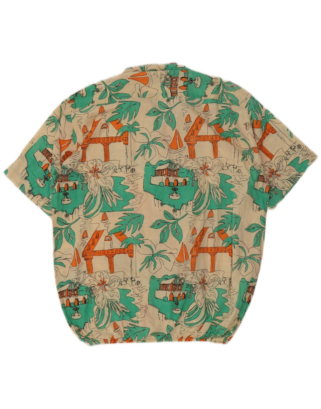 Koszula męska w stylu vintage w szalony wzór, rozmiar 41/42, duża, wielokolorowa hawajska