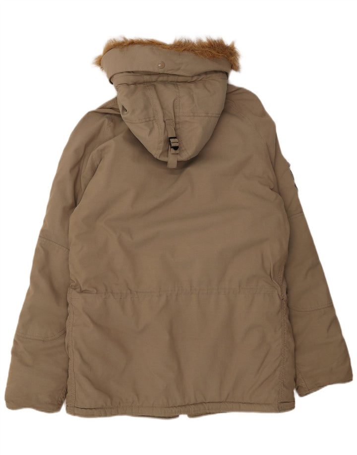 Męska kurtka parka z kapturem Alpha Industries UK 40, duża, beżowa, poliester