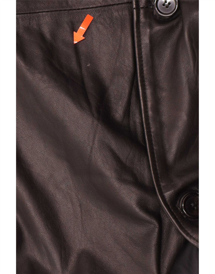 Barone Męski płaszcz skórzany UK 36 Small Black