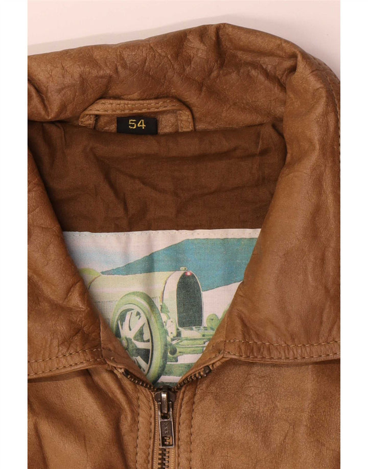 Vintage męska kurtka skórzana IT 54 2XL brązowa