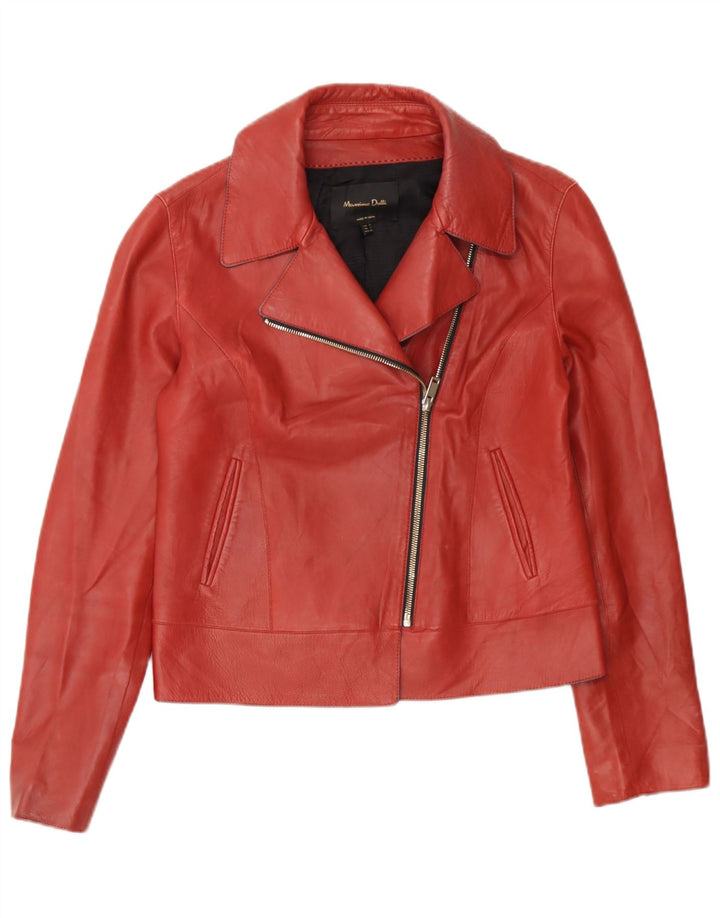 Męska skórzana kurtka motocyklowa Massimo Dutti UK 36, mała, czerwona skóra