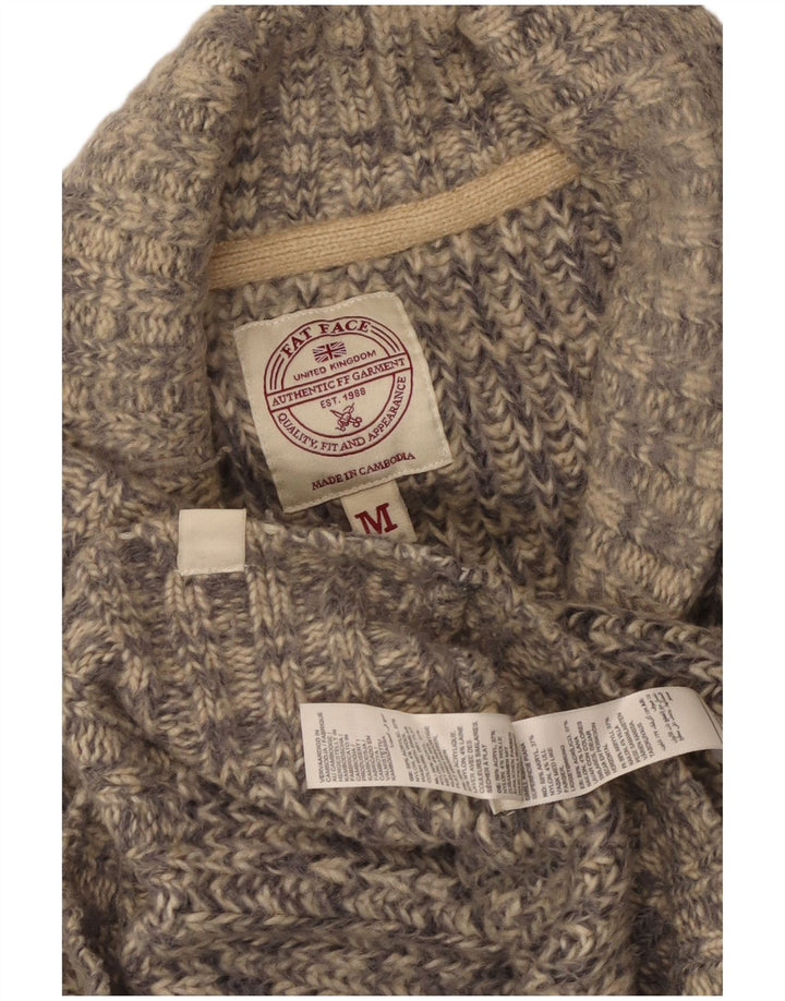 Męski sweter z szalowym dekoltem Fat Face Średni szary, nakrapiany akryl