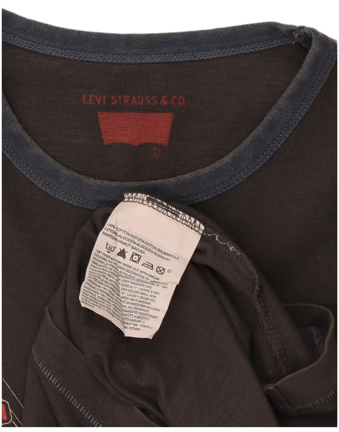 Męski T-shirt z grafiką Levi's, duży, szary, bawełniany