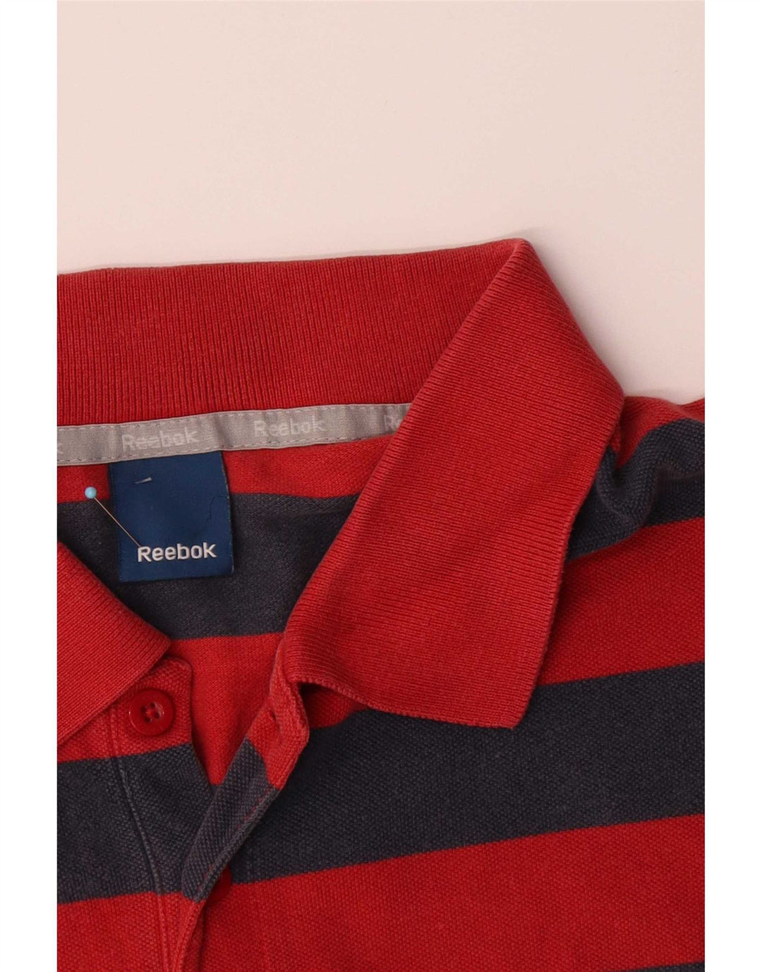 Męska koszulka polo Reebok, duża, bawełniana w czerwone paski
