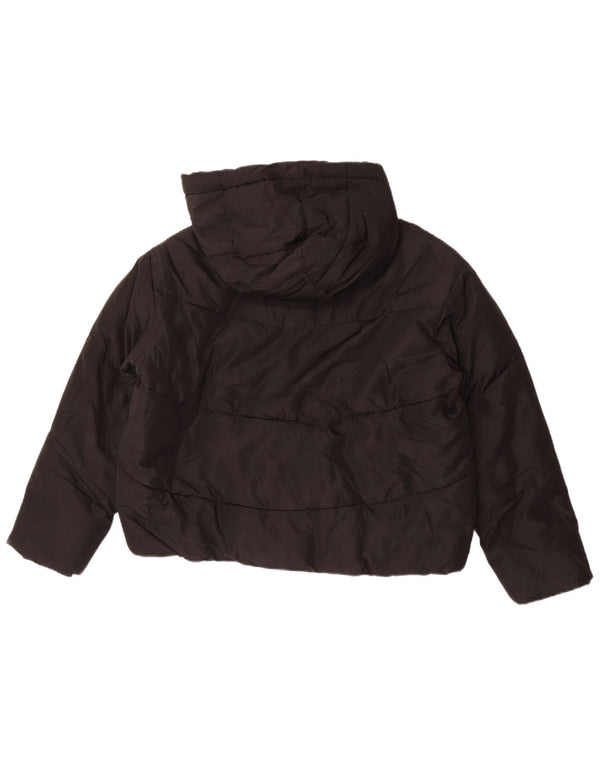 Damska, oversize'owa, wyściełana kurtka z kapturem, zara, UK 10, mała, czarna, z poliestru